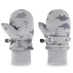 Bonu Kids Ski Gloves - Toddler Snow Waterproof Mittens Dinosaur Pattern with Fleece Lining Windproof Warm Gloves for Winter Skiing Snowboarding Toddler Kids Boys