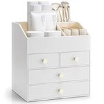 Vlando Make up Organiser, Large Capacity Skincare Organiser with 4 Drawer,for Lipstick,Skincare Storage & Bedroom,White