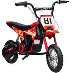 AIYAPLAY Kids Electric Motorbike, 24V Battery Powered Dirt Bike with 250W Motor, 6-16km/h, 7AH Batteries, 12" Inflatable Tires and Rear Suspension, Ride On Motorcycle for 8-12 Years Old, Red