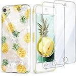 IDWELL iPod Touch Case with 2 Screen Protectors, iPod 6 Marble Case, Slim FIT Anti-Scratch Flexible Soft TPU Bumper Hybrid Shockproof Protective Case for Apple iPod Touch 5 / 6th Generation (Yellow Pineapple)