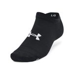 Under Armour Unisex-Adult Essential No Show Socks 6 Pack, (002) Black/Black/Halo Gray, Large