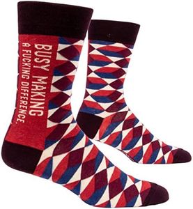 Blue Q Men's Novelty Crew Socks " Busy Making A F-cking Difference" ( Men's Shoe Size 7-12 )