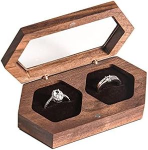 Double Ring Box for Wedding Ceremony Wooden Rustic Ring Holder Mr and Mrs Ring Box Ring Bearer Box for Wedding Ring Barrier Box