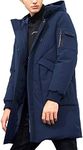 Men's Winter Jacket Warm Long Warm Breathable Jackets Outdoor Coat with Hood, darkblue, X-Large