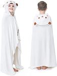 ZIONOR Hooded Towel for Kids - 35'' x 50'' Extra Large Bath Towels for Kids 3-10 Yrs, Premium Soft Towels for Boys Girls, Rayon Made From Bamboo (White, Bear)