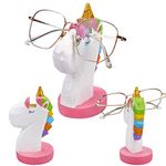 Lanfly Unicorn Glasses Holder Stand Animal Eyeglass Holder Hand Carved Wooden Reading Glasses Stand Sunglasses Holder for Women Kids Birthday Gift Bedroom Home Office Desk Decor Gift