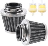 Mardatt 4Pcs 35mm Motorcycle Air Filter with Fuel Filters, Air Intake Cone Filter Air Breather Filter Double Filter Screen Filter Curved Motorcycle Air Filter Cleaner for Mini Bike Motorcycle