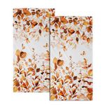 Orange Fall Hand Towels Set of 2 Eucalyptus Decorative Fingertip Towels Watercolor Plant Leaves with Floral Butterfly Towels Rustic Super Soft Face Towel for Bathroom Home Hotel Gym Kitchen Decor