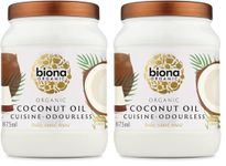 Biona Organic Coconut Oil 875 ml - Cuisine Mild & Odourless - Dairy Free, Naturally Vegan - Ketogenic and 100 Percent Natural - For Cooking, Roasting and Baking (Pack of 2)