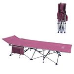 OSAGE RIVER Camping Cot with Pocket for Adults - Folding Camping Cot - Portable Cots for Sleeping - Rated for 300 lbs, Pink XC