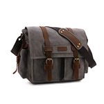 Kattee Camera Bag Leather Canvas Camera Shoulder Bag Vintage DSLR SLR Messenger Bag Case for Women and Men