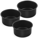 HaSteeL Mini 4 Inch Baking Pan Set of 3, Black Non-Stick Round Layer Cake Pan for Birthday Wedding Baby Shower Party, Fit into Oven/Pot/Pressure Cooker/Air Fryer, Stainless Steel Core, Dishwasher Safe