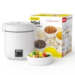 Macook Rice Cooker Small, 3-Cup Cooked (1.5 Cup Uncooked) Mini Rice Maker with Bento Box & Nonstick Pot - for Grains, Soup, Oatmeal, Keep Warm, Black