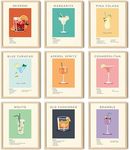 97 DECOR Vintage Cocktail Poster - Bar Cart Accessories and Decor, Retro Cocktail Wall Art, Funky Drink Aesthetic Pictures, Colorful Preppy Bar Art Prints for College Dorm Apartment (8x10 Inch | 20x25 cm UNFRAMED)