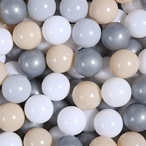 Realhaha Ball Pit Balls 100 Play Balls Plastic Balls for Baby Girls Toddlers Kids Play Tent Pool Playhouse Playpen Party Decoration,Gray Gold White Beige