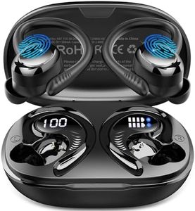 Ecouteurs Bluetooth sans Fil Sport, 2025 Écouteur Bluetooth 5.4 avec 4 ENC Mic, 60+Hrs Ecouteurs sans Fil HiFi Stéréo, IP7 Étanche Oreillette Bluetooth Running, USB-C Charge Rapide, Écran LED Casque