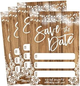 Hadley Designs 50 Rustic Save The Date Cards For Wedding, Engagement, Anniversary, Baby Shower, Birthday Party, Etc Save The Dates Postcard Invitations, Simple Blank Event Announcements