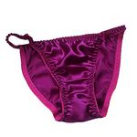 LSHARON Silk Women's Sexy 100% Mulberry Silk Thong G-String Lingerie Underwear Briefs Panties (XL(Tag 2XL), Purple)