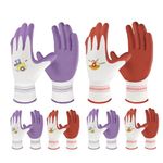 Velway 6 Pairs Gardening Gloves for Women - Breathable Rubber Coated Garden Work Gloves - Outdoor Protective Yard Gloves with Grip Gardening Gifts - Red & Purple Large