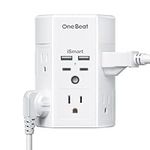 Multi Plug Outlet, 5 Outlet Extender with 4 USB Charging Ports (2 USB C), USB Wall Charger, 3-Sided 1800J Power Strip Outlets Splitter Wall Plug Adapter Spaced for Home Office Dorm