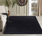 Serdim Rugs Living Room Shaggy Area Rugs, Polypropylene, Black, 60x110cm(2'x3'7)