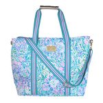 Lilly Pulitzer Picnic and Beach Cooler, Insulated Cooler Bag with Adjustable Shoulder Strap and Zippered Top, Large Soft Cooler for Groceries or Travel, Soleil It On Me