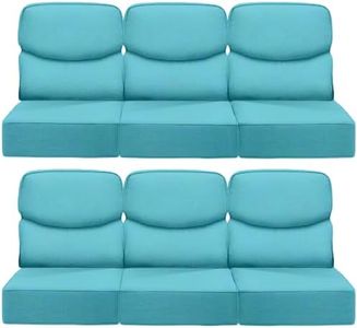 ACTREST Luxury 24x24x6 Inch Smile Patio Cushions for Outdoor Furniture Set of 6 - Thick Back & Deep Seat Outside Chair Pillows for Rattan Metal Glider Loveseat Sectional Sofa - Turquoise