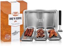 Yukon Glory™ BBQ 'N SERVE Grill Basket Set - Includes 3 Grilling Baskets a Serving Tray & Clip-on Handle - "Patented Grill-to-Table Design" Perfect For Grilling Fish Veggies & Meats