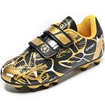 Boys Football Boots Girls Astro Turf Trainers Non Slip Soccer Shoes Kids Indoor Outdoor Football Training Shoes Gold Size 12.5 UK