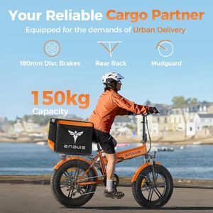 ENGWE EP-2 BOOST Folding Electric Bike, 20x4 Fat Tire, 48V 13Ah, 7-Speed – Deep Grey