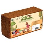 Oriley Cocopeat Block 100% Natural for Garden Plants 1Kg Organic Agricultural Compost Coco Peat for Indoor & Outdoor Fertilizer Kitchen Terrace Gardening Khaad (Expands Upto 16 litres of Powder)