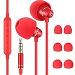 Bulees Sleep Earphones for side sleeping, Noise Isolating, Lightweight Earbuds for Small Sensitive ear Canal, In-Ear Headphones Wired with Mic and Volume Control for Bedtime (Red)