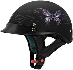 VCAN Cruiser Intricate Butterfly Flat Black X-Small Half Helmet