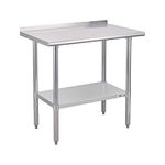 Profeeshaw Stainless Steel Prep Table NSF Commercial Work Table with Backsplash and Undershelf for Kitchen Restaurant 24×36 Inch