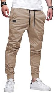 JMIERR Mens Casual Joggers Pants - Cotton Drawstring Chino Cargo Pants Hiking Outdoor Gym Twill Track Jogging Sweatpants Jogger Pants with Pockets for Men, US 36(L), A Khaki