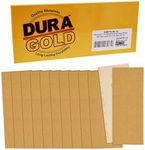 Dura-Gold Premium Sandpaper - 80 Grit - 1/3 Sheet Size Wood Workers Gold, 3-2/3" x 9" with Hook & Loop Backing - Box of 20 Sheets - Hand Sand, Block Sanding, Use Jitterbug Sander - Woodworking, Auto