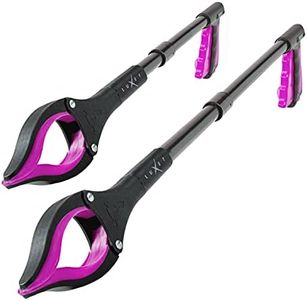 Grabber Reacher Tool - 2 Pack - Newest Version Long 19/32 Inch Foldable Pick Up Stick - Strong Grip Magnetic Tip Lightweight Trash Picker Claw Reacher Grabber Tool for Elderly Reaching, Luxet (Pink)