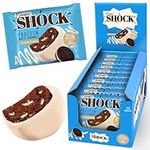 FitnesSHOCK Protein Brownie White Chocolate, No Added Sugar, 15%/7,5g Protein, 233kcal, Pre/Post Workout Snack - No Palm Oil, Filling dietary fibre, Soft Texture, 10x50g - Cookie cream flavour