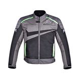 Jet Motorcycle Motorbike Jacket Mens Summer Armoured Scooter Moped Ultra Lightweight Ventilation ESSENTIALS (Grey/Green, 2XL)