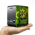 ElectroCookie Raspberry Pi 4 Case, Miniature Desktop Aluminum Case with Cooling Fan and Color Changing Ambient Light (Matte Black & Neon)