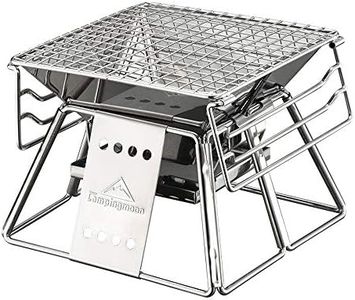 Campingmoon Portable Camping Fire Pit Campfire Grill,Folding Stainless Steel BBQ Grill for Outdoor Camp Travel Garden Cooking Picnic 1-2 People with Carrying Bag