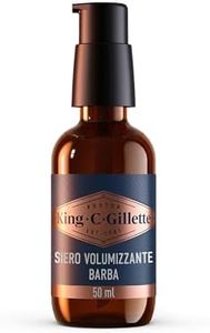 King C. Gillette Barba SIERO VOLUMIZZANTE, CURA BARBA UOMO, Con Complesso Di Vitamina B E Caffeina, Confezione da 50 ml, Idea Regalo Uomo