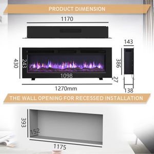 FlameKo Wilton 50" Electric Fireplace – Wall Mounted Heater