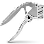 COKORA Garlic Press, Premium Kitchen Metal Garlic Crusher Masher Tool, Rust Proof & Dishwasher Safe, Heavy Duty Professional Garlic Mincer with Ergonomic Handle, Easy to Squeeze and Clean -Silver
