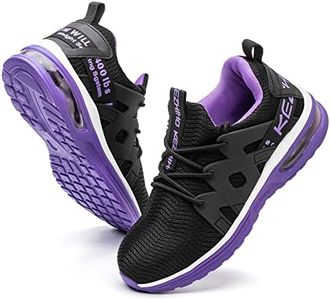 Kezhiho Steel Toe Shoes for Women Air Cushion Lightweight Work Shoes Comfortable Breathable Puncture Proof Slip Resistant Sneakers Indestructible Construction Industrial Safety Shoes (D0240336)