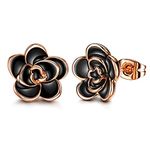 AllenCOCO Rose Flower Stud Earrings for Women Sensitive Ears, Hypoallergenic Cute Gold And Silver Rose Flower Earrings Studs for Women Nickel Free, 0.47, Yellow Gold Silver, No Gemstone