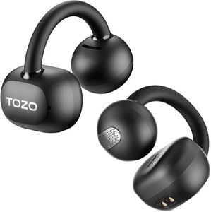 TOZO OpenEarRing True Open Ear Headphones, Lightweight Comfort Open Ear Clip Wireless Earbuds, 40H Play Bluetooth 5.4 Headphones with Smart Digital Display Design Fit Sports Running, Workout Black