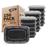 Freshware Meal Prep Containers [150 Pack] 1 Compartment with Lids, Food Storage Containers, Bento Box, BPA Free, Stackable, Microwave/Dishwasher/Freezer Safe (24 oz)