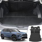 JOULARISE Cargo Mat for 2019-2024 2025 Toyota RAV4 Accessories, All Weather TPE Trunk Mat with Backrest Mat Interior Protector