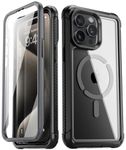 Poetic Guardian MagPro Case for iPhone 15 Pro 6.1 Inch,[Compatible with MagSafe][20 FT Mil-Grade Drop Tested] Full-Body Shockproof Rugged Clear Cover with Built-in Screen Protector, Black/Clear